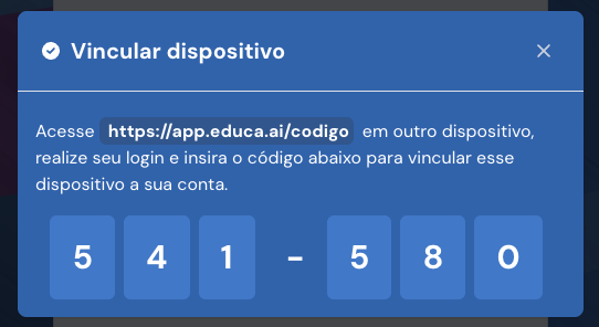 Modal de vincular dispositivo (código)