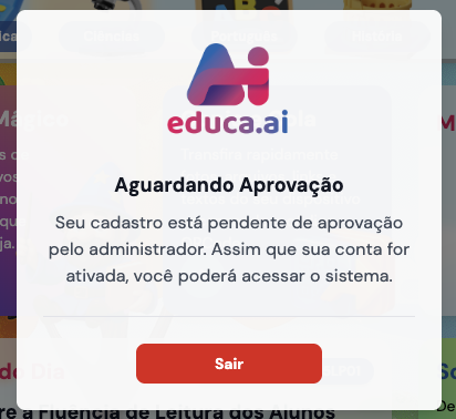 Tela de aguardando aprovação