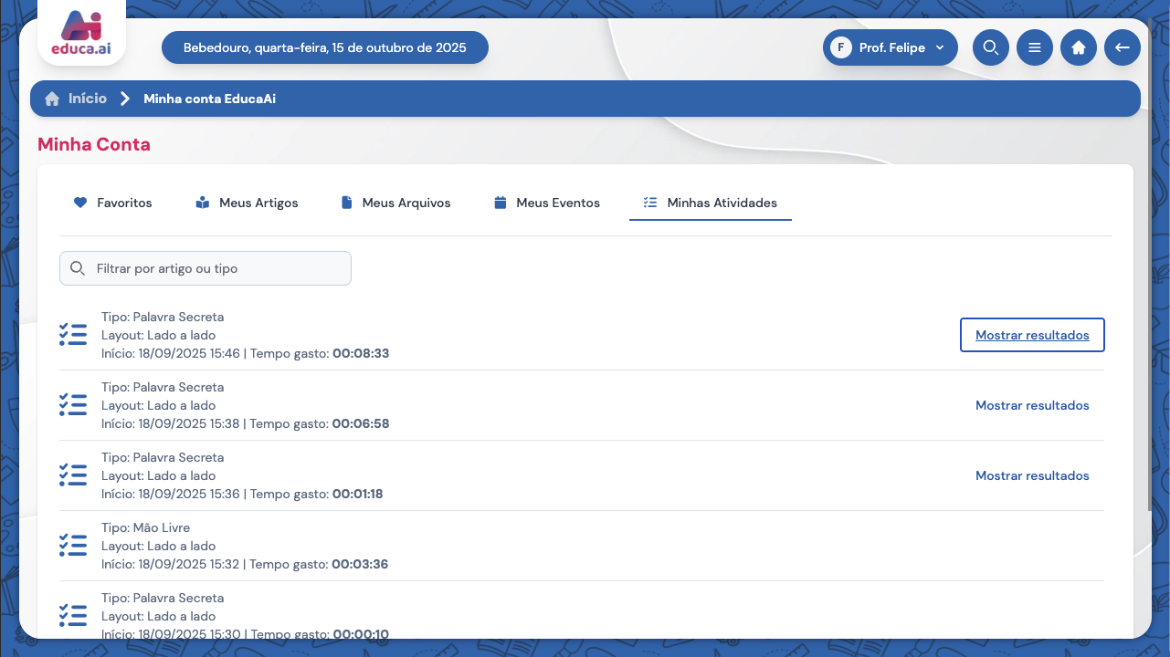 Aba Minhas Atividades