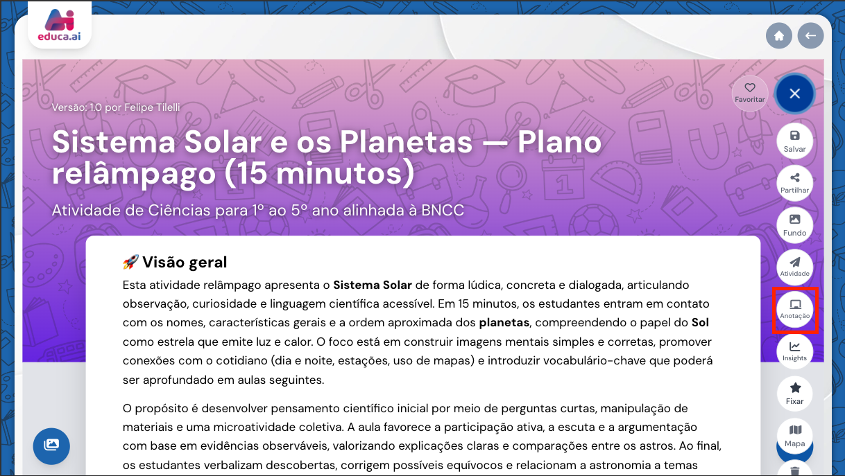 Botão de Anotação no Speed Dial