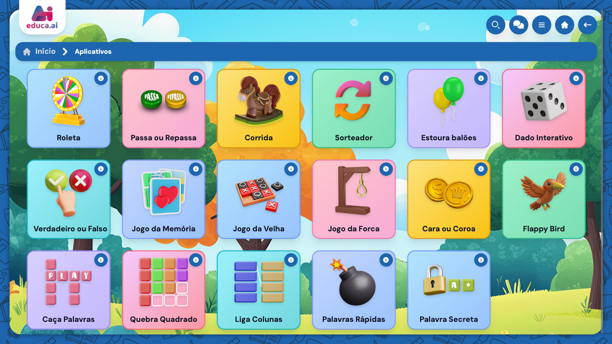 Interface dos Aplicativos