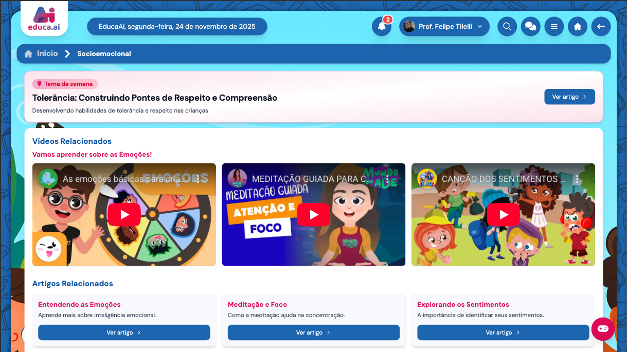 Interface do Socioemocional