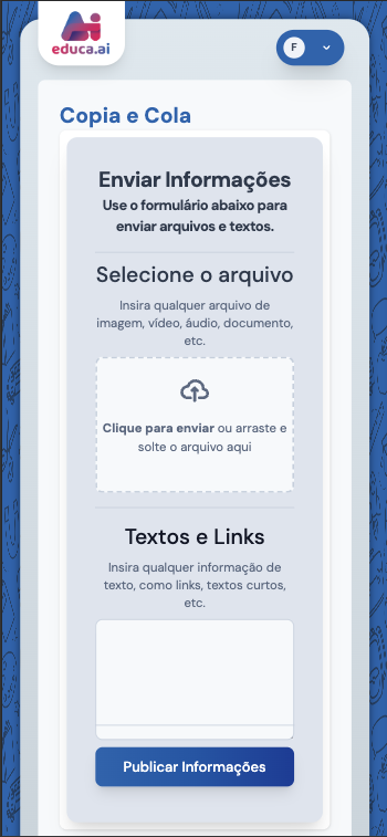 Página de Envio no Celular