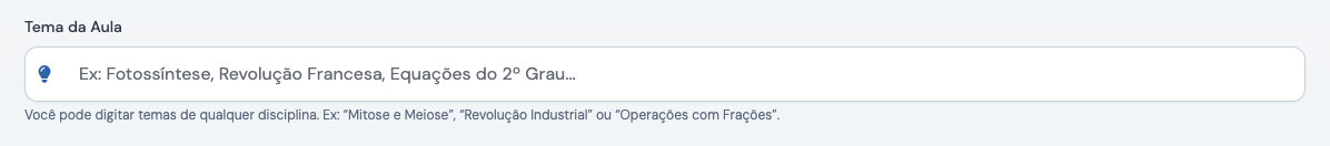 Campo Tema da Aula