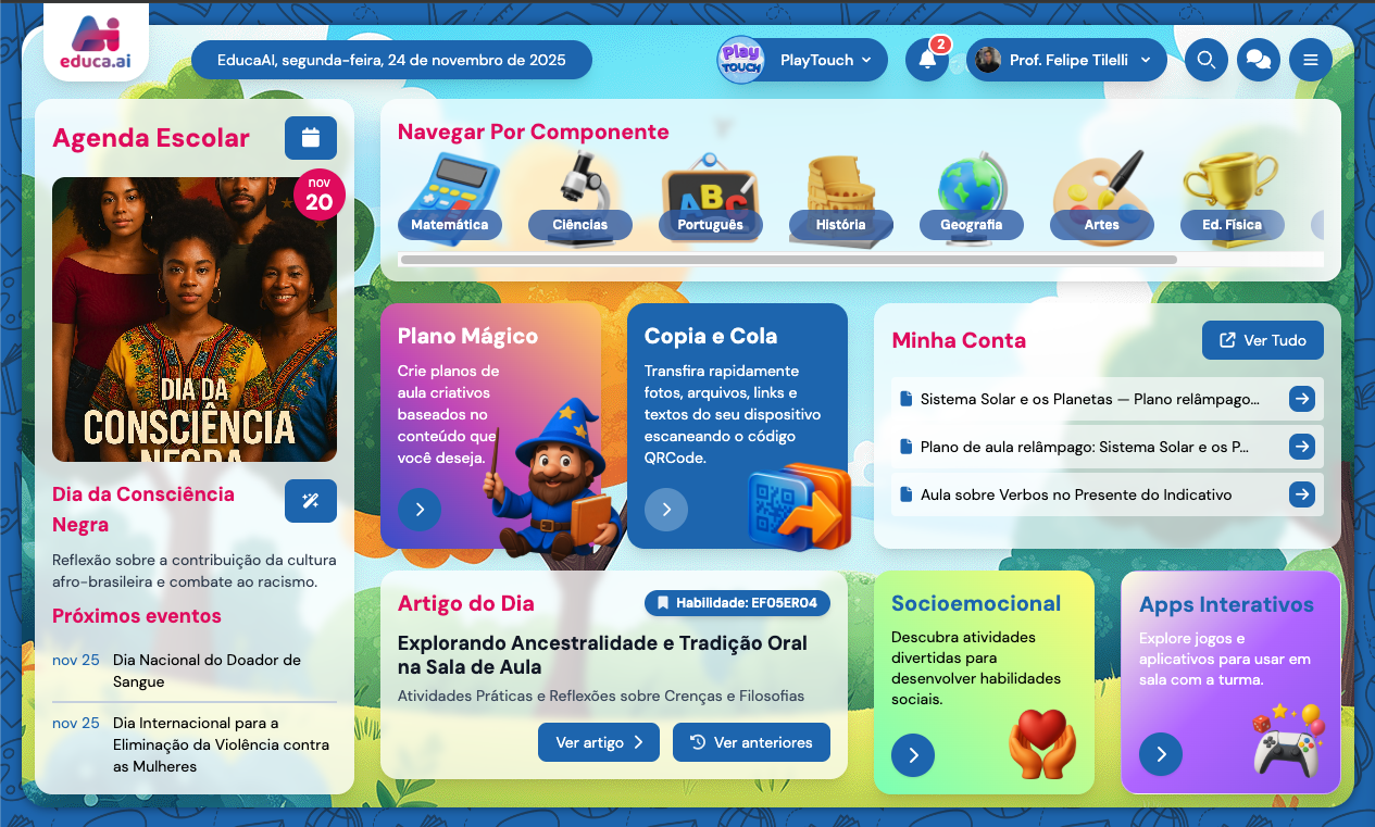 Tela inicial do Educa.ai